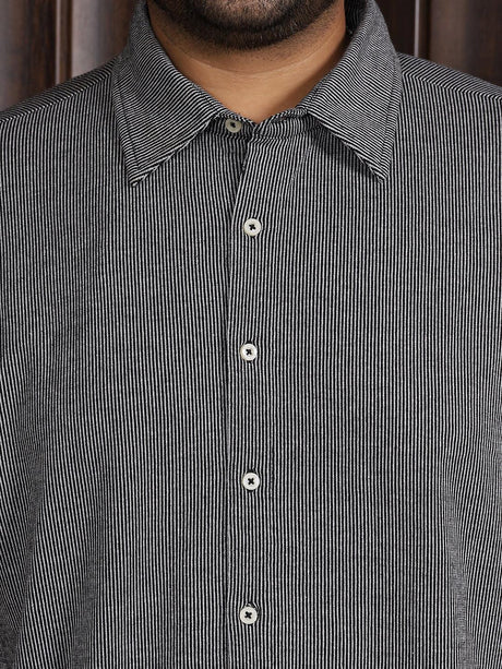 Men Plus Size Manila-Grey Striped Shirt - bigbanana