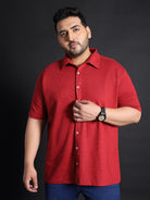 Men Plus Size Manila-Maroon Striped Shirt - bigbanana