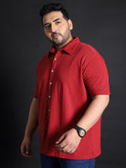 Men Plus Size Manila-Maroon Striped Shirt - bigbanana