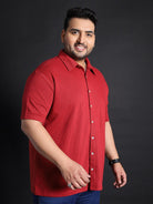 Men Plus Size Manila-Maroon Striped Shirt - bigbanana