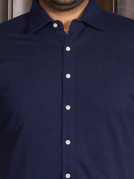Men Plus Size Manila-Navy Striped Shirt - bigbanana
