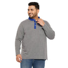 Men Plus Size Marbel Solid Henley Tshirt - bigbanana