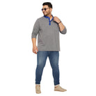 Men Plus Size Marbel Solid Henley Tshirt - bigbanana