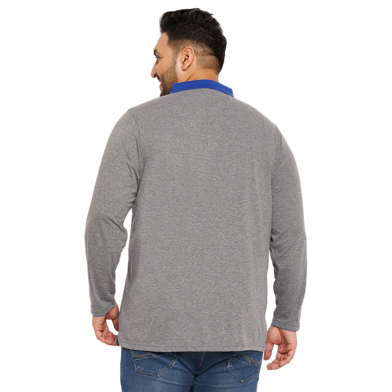 Men Plus Size Marbel Solid Henley Tshirt - bigbanana