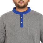 Men Plus Size Marbel Solid Henley Tshirt - bigbanana