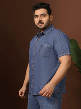 Men Plus Size Maricova Blue Solid Casual Shirt