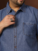 Men Plus Size Maricova Blue Solid Casual Shirt