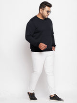 Men Plus Size Onyx Black Solid Sweatshirt