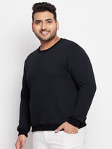 Men Plus Size Onyx Black Solid Sweatshirt