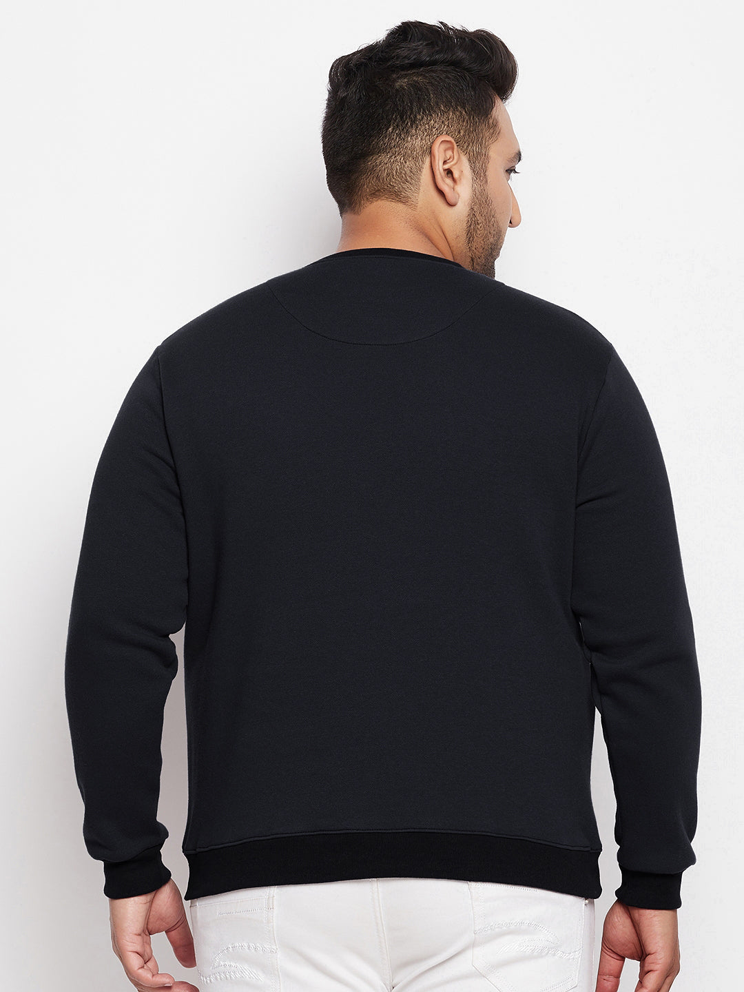 Men Plus Size Onyx Black Solid Sweatshirt