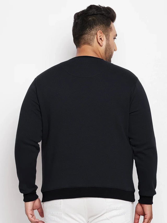Men Plus Size Onyx Black Solid Sweatshirt