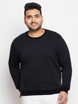 Men Plus Size Onyx Black Solid Sweatshirt