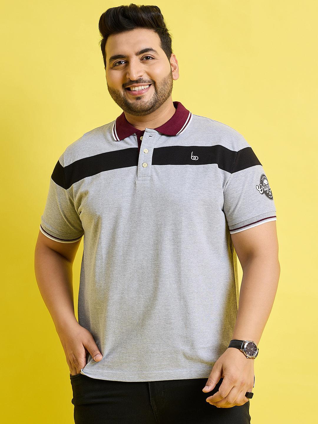Men Plus Size Mercury Colorblock Polo Tshirt - bigbanana