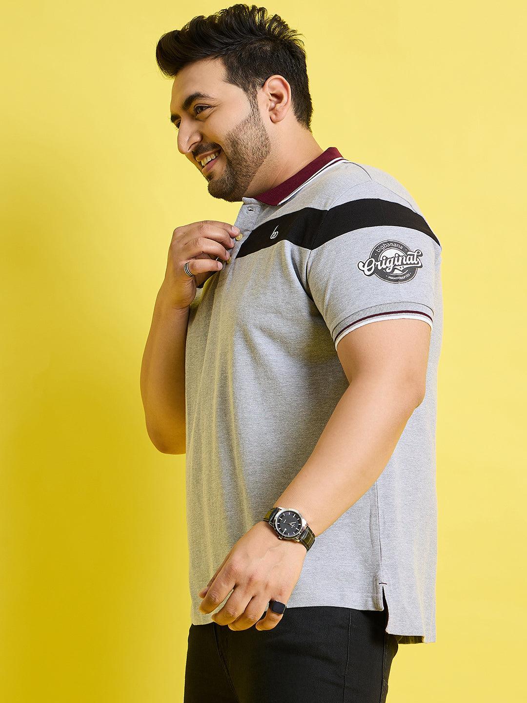Men Plus Size Mercury Colorblock Polo Tshirt - bigbanana