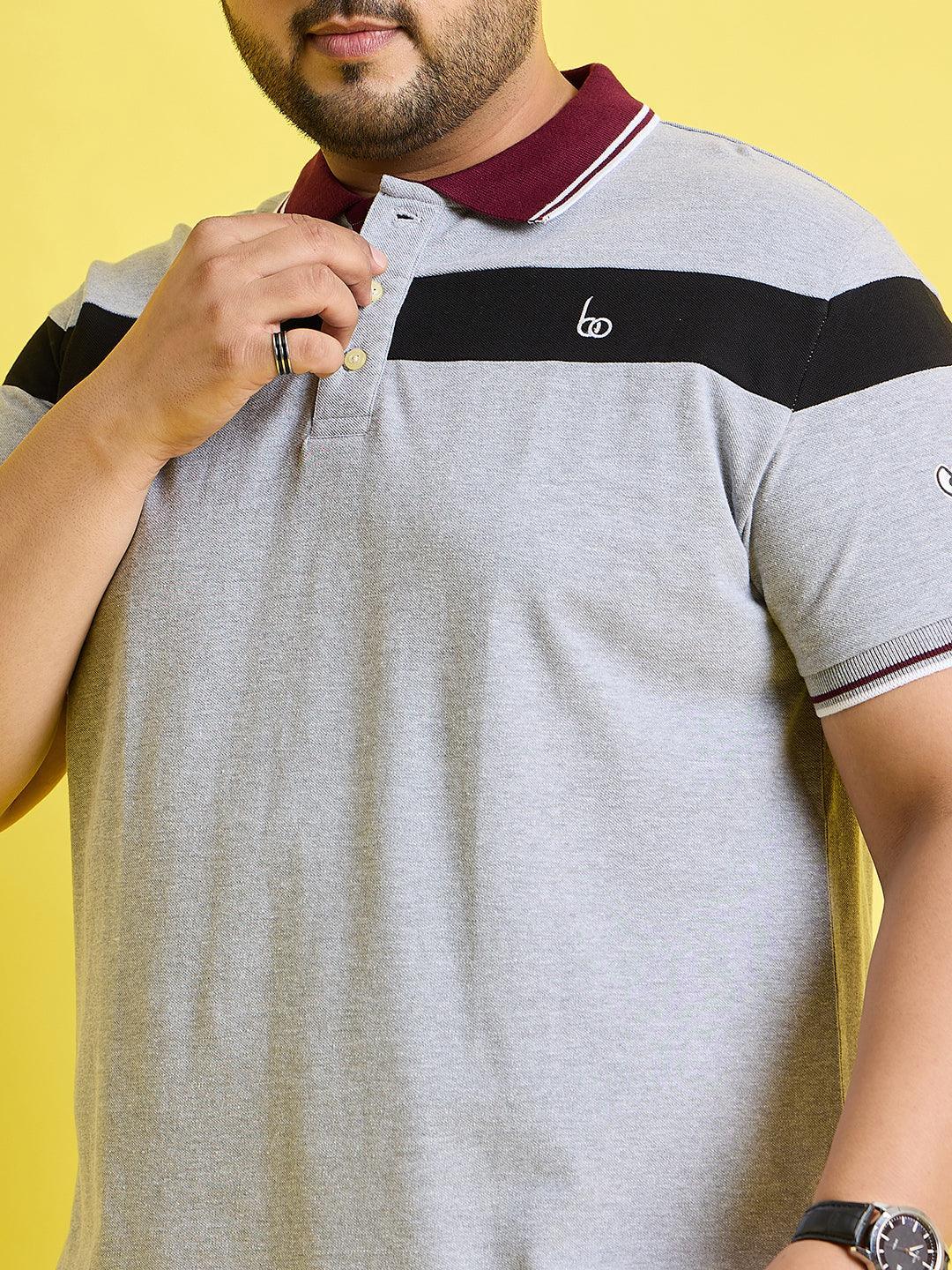 Men Plus Size Mercury Colorblock Polo Tshirt - bigbanana