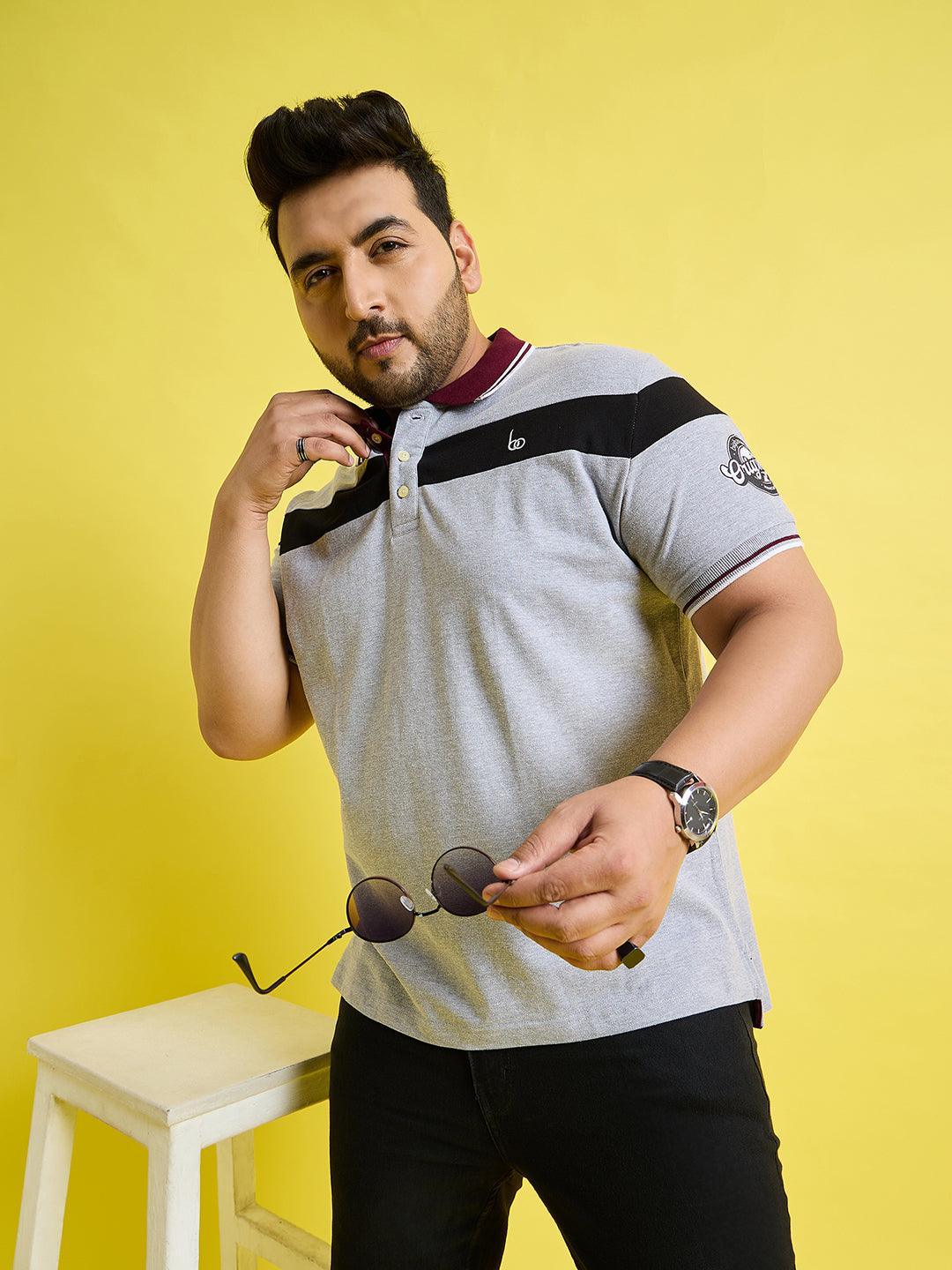 Men Plus Size Mercury Colorblock Polo Tshirt - bigbanana