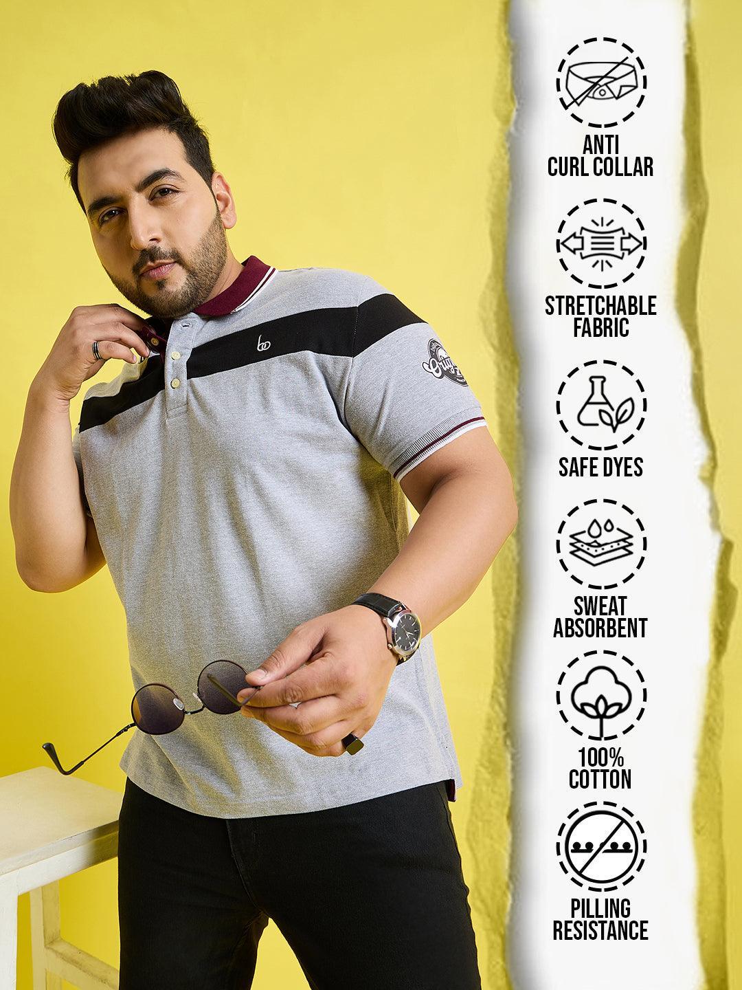 Men Plus Size Mercury Colorblock Polo Tshirt - bigbanana