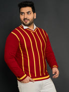 Men Plus Size Mereeg Striped Sweater - bigbanana