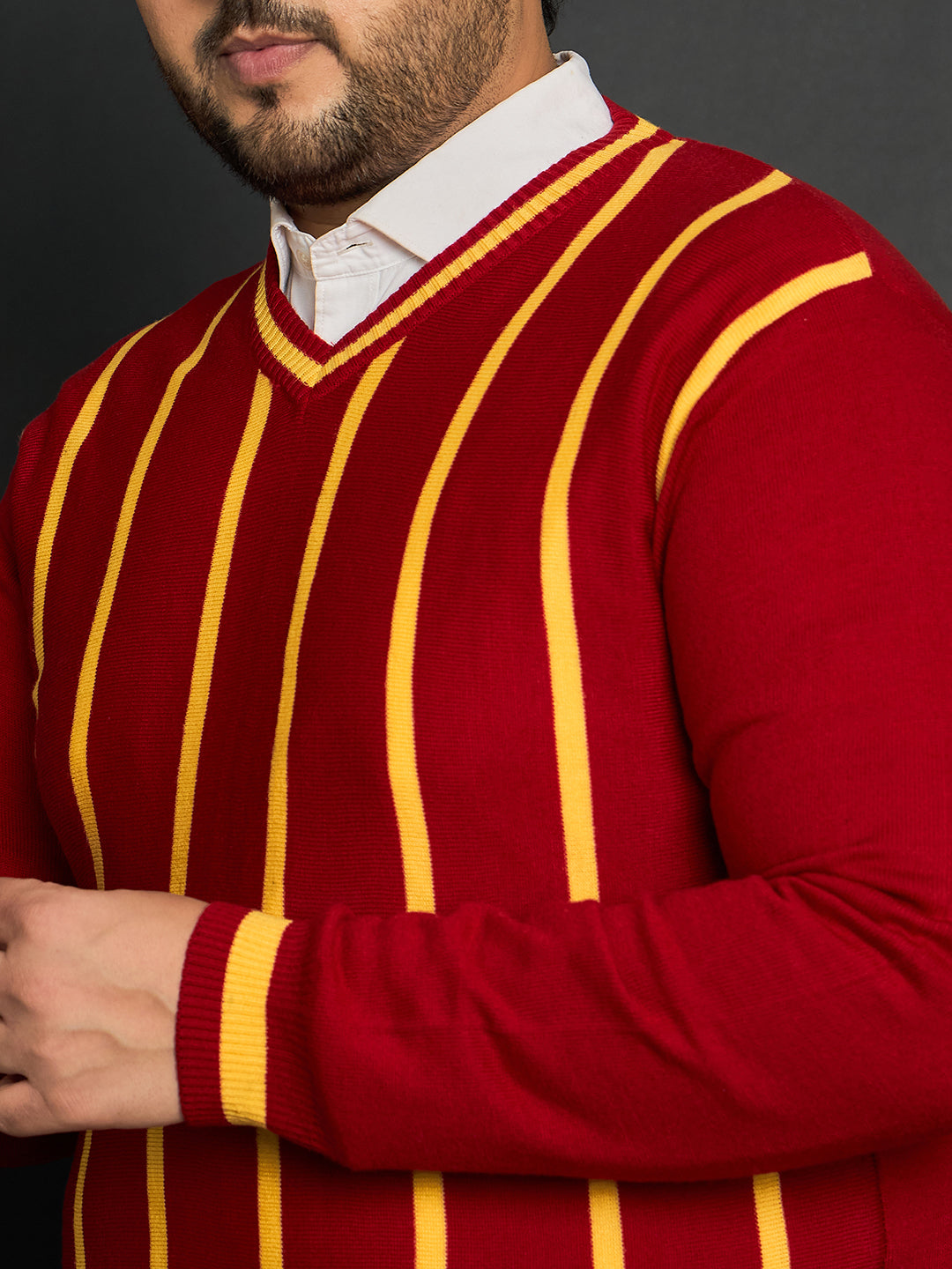 Men Plus Size Mereeg Striped Sweater - bigbanana