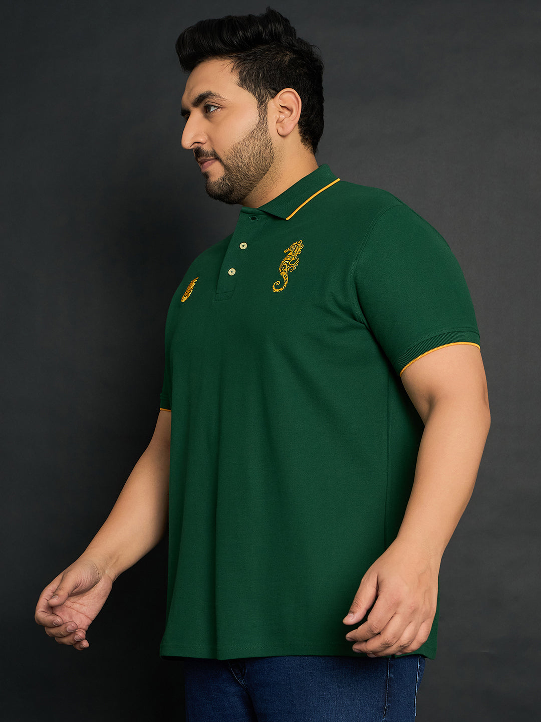 Men Plus Size Merredin-Green Solid Polo Tshirt - bigbanana