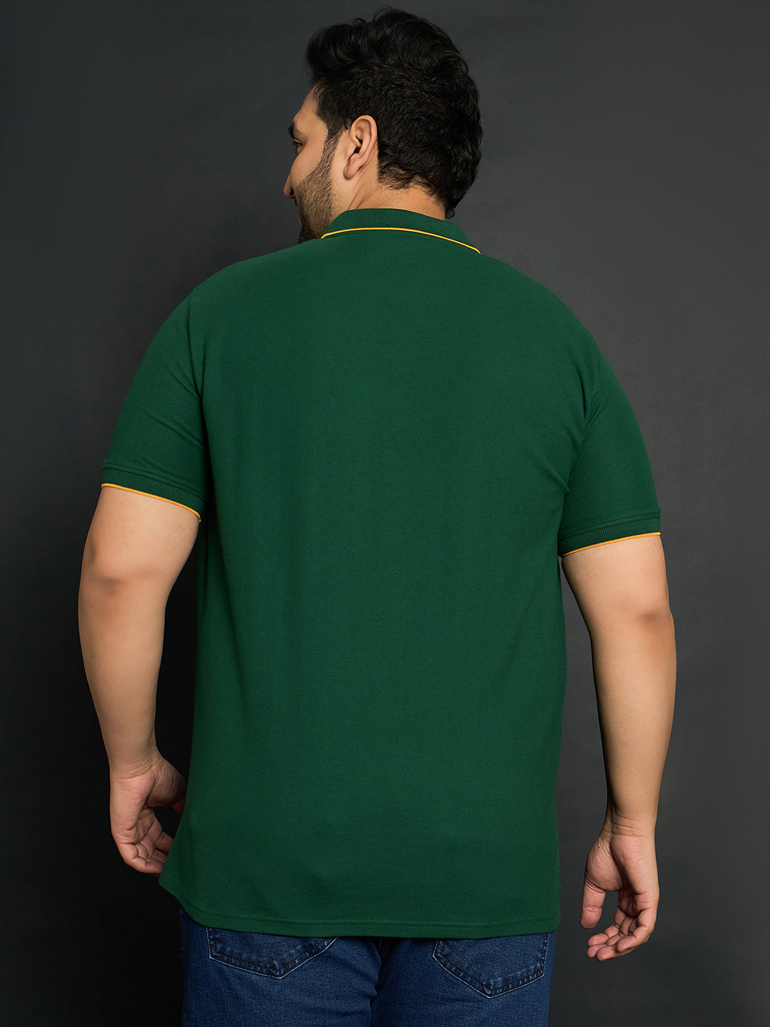 Men Plus Size Merredin-Green Solid Polo Tshirt - bigbanana