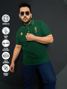 Men Plus Size Merredin-Green Solid Polo Tshirt - bigbanana