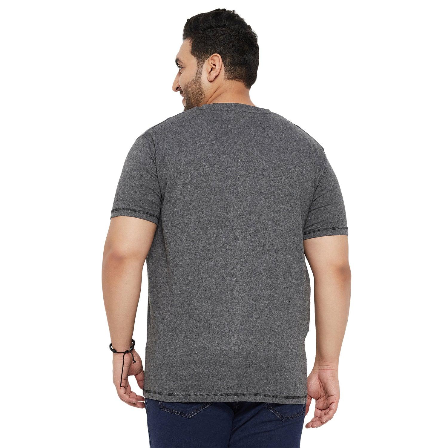 Men Plus Size Mettle Solid V-Neck Tshirt - bigbanana