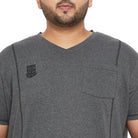 Men Plus Size Mettle Solid V-Neck Tshirt - bigbanana