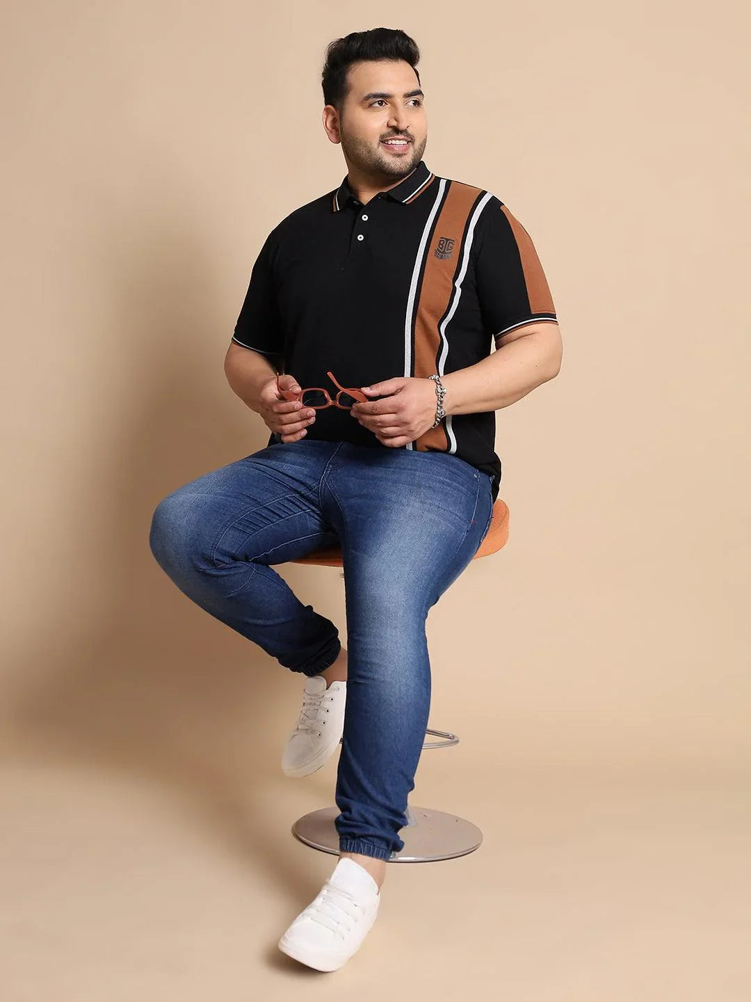 Men Plus Size Mexico Colorblock Polo Tshirt - bigbanana