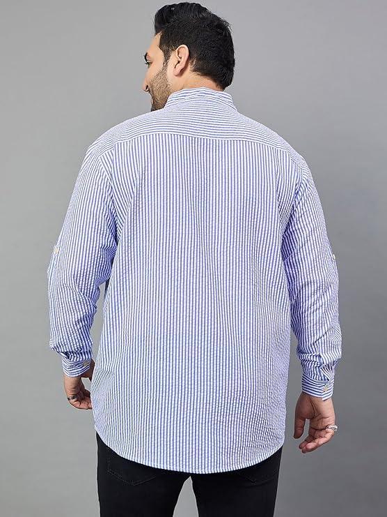 Men Plus Size Micah Striped Short Kurta - bigbanana