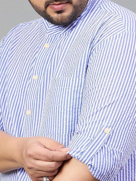 Men Plus Size Micah Striped Short Kurta - bigbanana