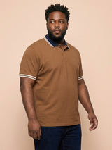 Men Plus Size Midgard-Brown Solid Polo Tshirt