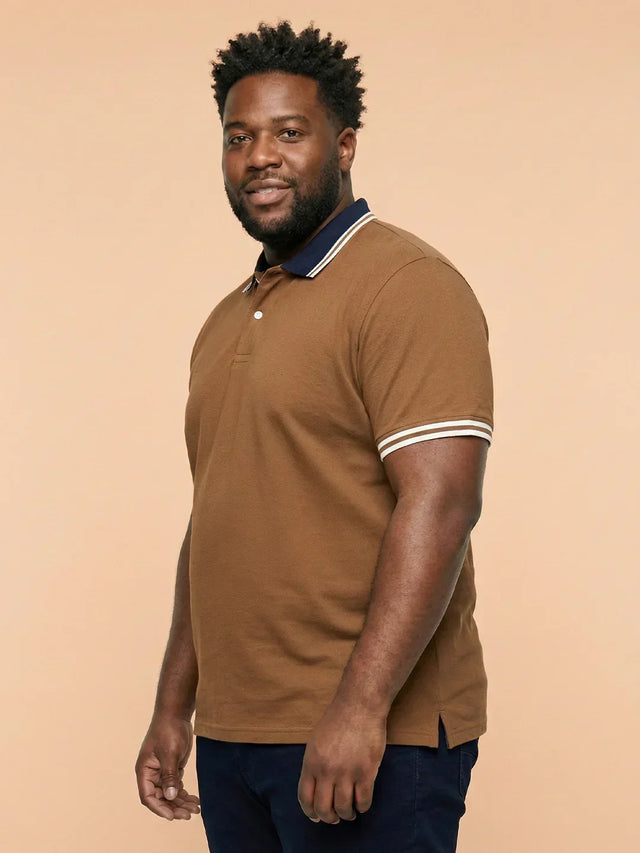 Men Plus Size Midgard-Brown Solid Polo Tshirt