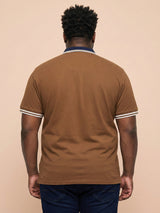 Men Plus Size Midgard-Brown Solid Polo Tshirt