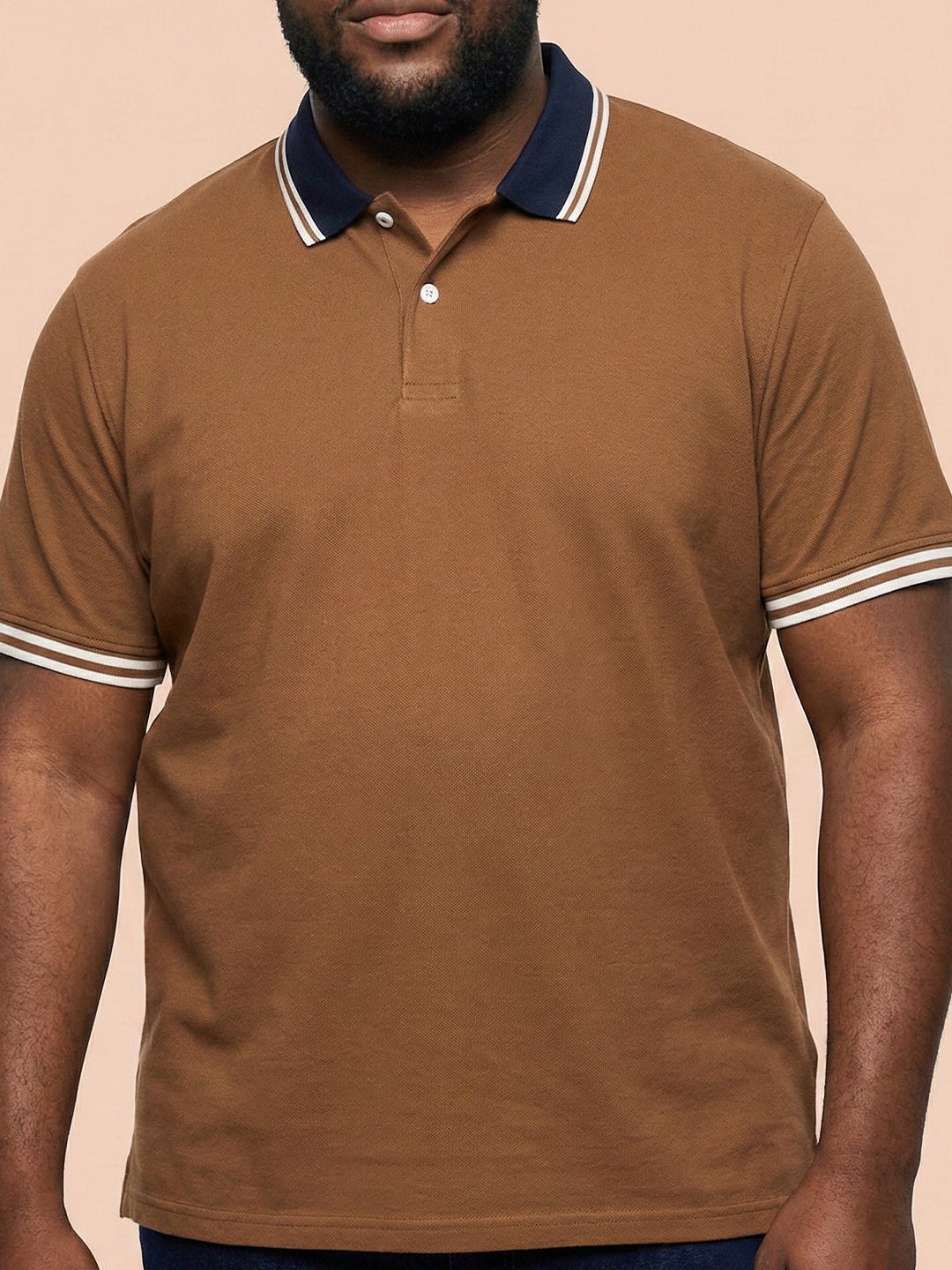 Men Plus Size Midgard-Brown Solid Polo Tshirt