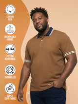 Men Plus Size Midgard-Brown Solid Polo Tshirt