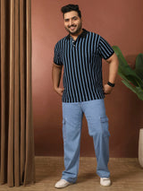Men Plus Size Mirvu Striped Multi Polo Tshirt - bigbanana