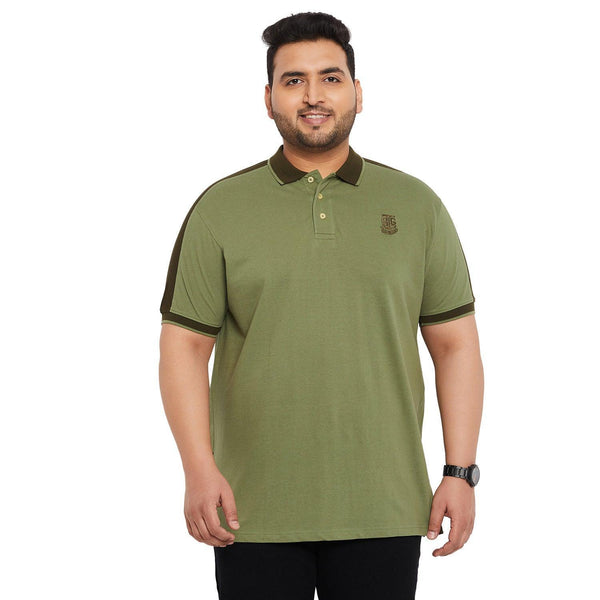 Men Plus Size Mode-Green Solid Polo Tshirt