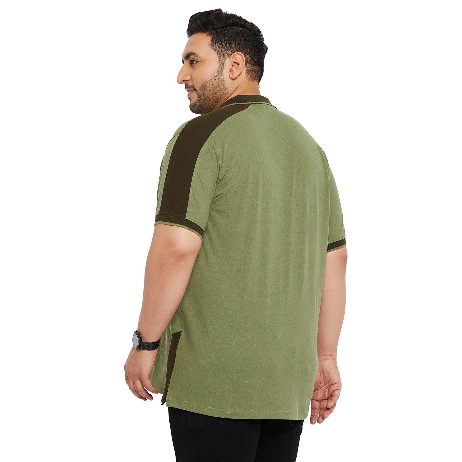 Men Plus Size Mode-Green Solid Polo Tshirt - bigbanana