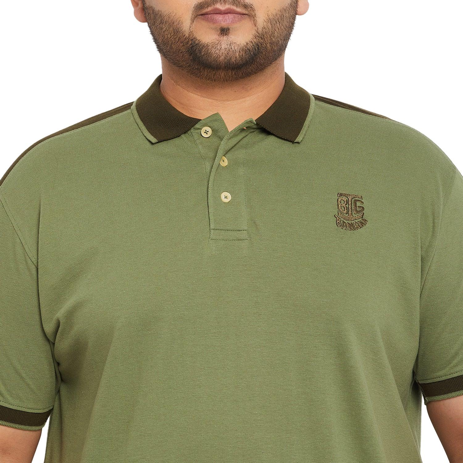 Men Plus Size Mode-Green Solid Polo Tshirt - bigbanana