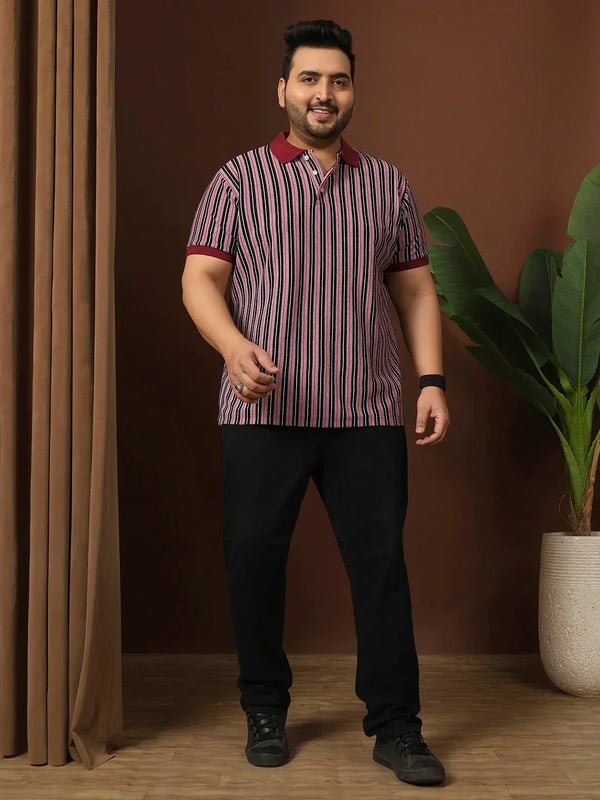 Men Plus Size Modexy Striped Multi Polo Tshirt