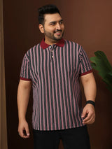 Men Plus Size Modexy Striped Multi Polo Tshirt - bigbanana