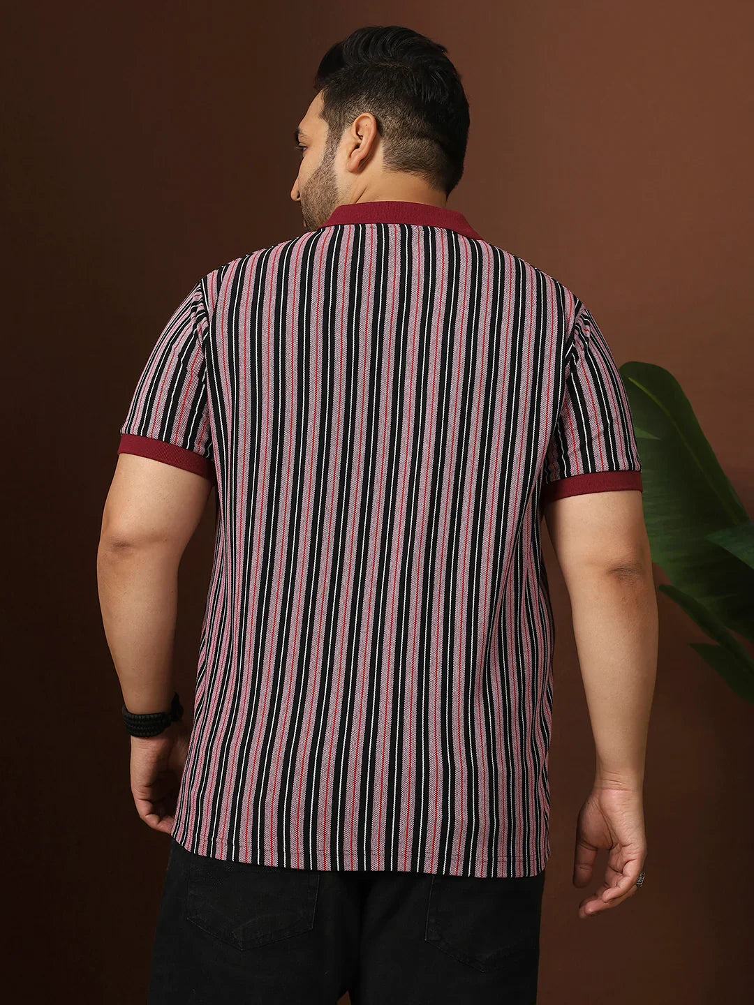 Men Plus Size Modexy Striped Multi Polo Tshirt - bigbanana
