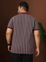 Men Plus Size Modexy Striped Multi Polo Tshirt - bigbanana