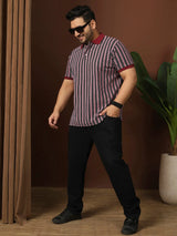 Men Plus Size Modexy Striped Multi Polo Tshirt - bigbanana