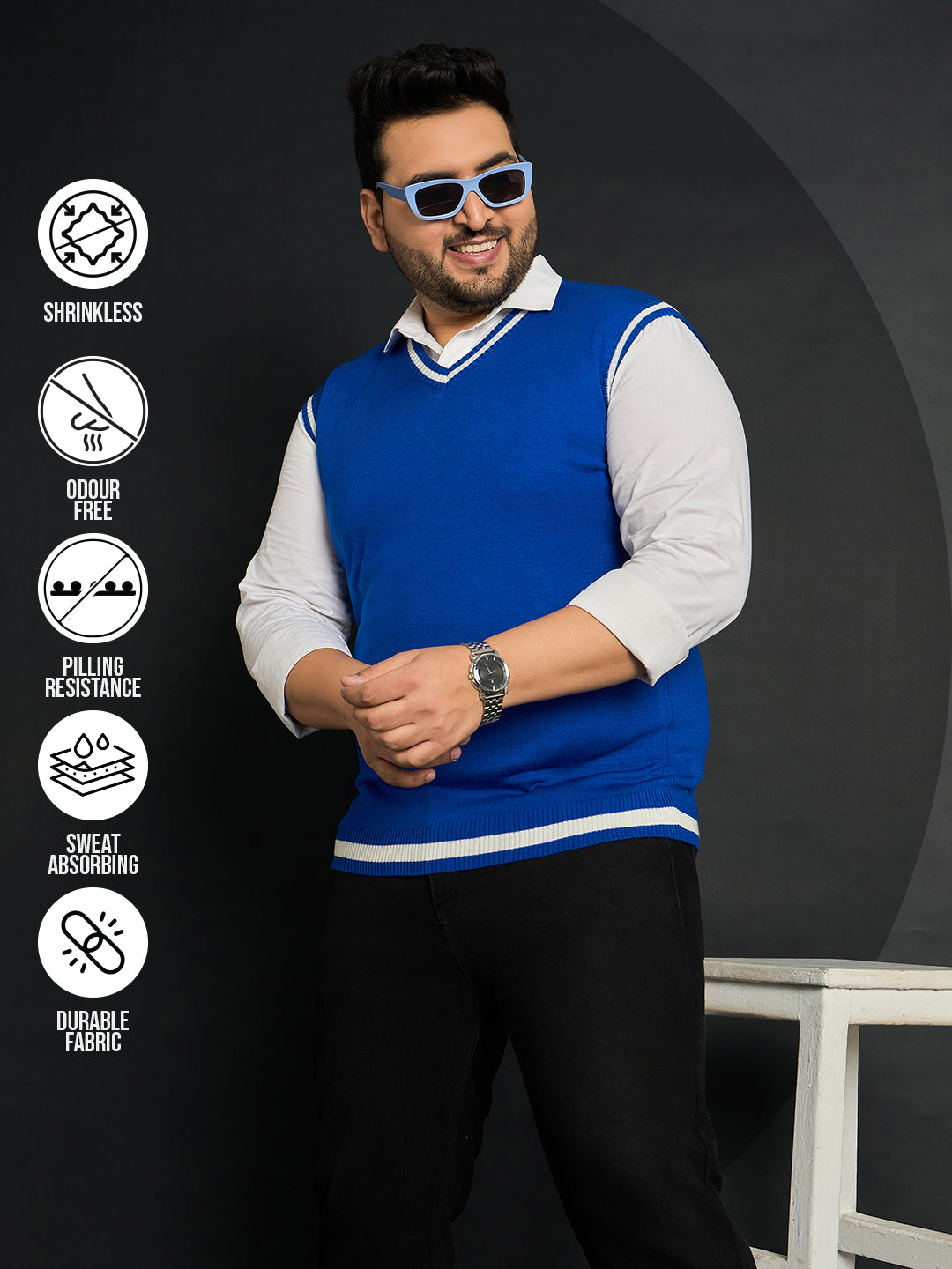 Men Plus Size Mogila Solid Sweater - bigbanana