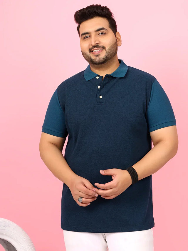 Men Plus Size Monove Colorblock Multi Polo Tshirt - bigbanana