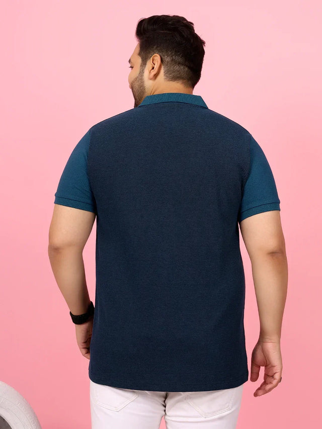 Men Plus Size Monove Colorblock Multi Polo Tshirt - bigbanana