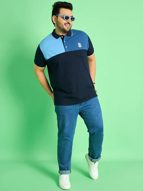 Men Plus Size Colt Colour-block Polo Tshirt - bigbanana