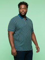 Men Plus Size Morsel-Blue Striped Polo Tshirt